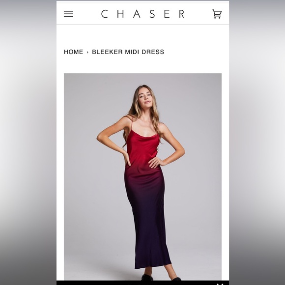 Chaser Dresses & Skirts - Chaser black silk midi cowl neck dress